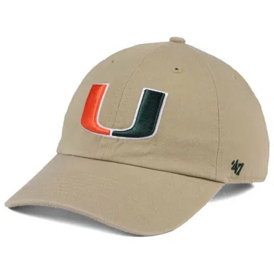 47 ' Khaki Miami Hurricanes Vintage Clean Up Adjustable Hat In Green