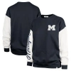 47 Brand '47  Navy Michigan Wolverines Double Header Rise Andie Pullover Sweatshirt In Navy