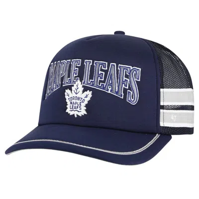 47 ' Navy Toronto Maple Leafs Sideband Stripes Trucker Snapback Hat In Blue