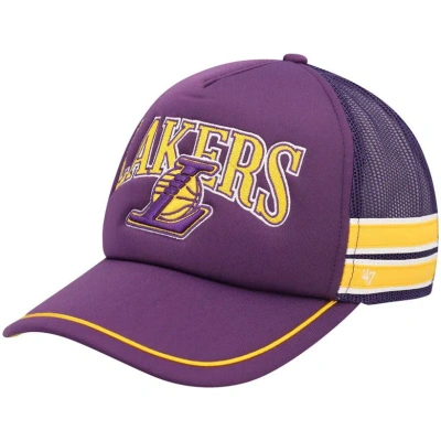 47 ' Purple Los Angeles Lakers Sidebrand Stripes Trucker Adjustable Hat
