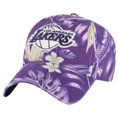 47 ' Purple Los Angeles Lakers Tropicalia Floral Clean Up Adjustable Hat