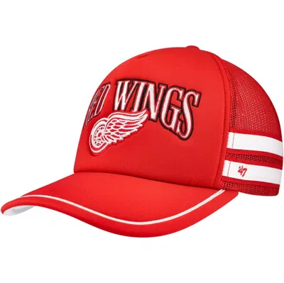47 ' Red Detroit Red Wings Sideband Stripes Trucker Snapback Hat