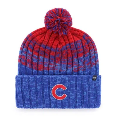 47 Brand '47  Royal Chicago Cubs Cascade Cuffed Knit Hat With Pom In Blue