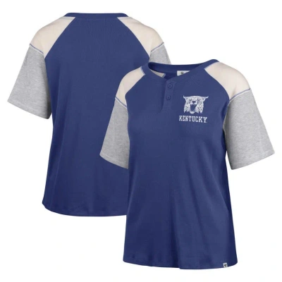 47 ' Royal Kentucky Wildcats Underline Harvey Colorblock Raglan Henley T-shirt