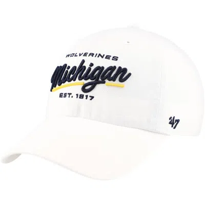 47 ' White Michigan Wolverines Sidney Clean Up Adjustable Hat In Black
