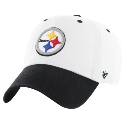 47 ' White/black Pittsburgh Steelers Double Header Diamond Clean Up Adjustable Hat