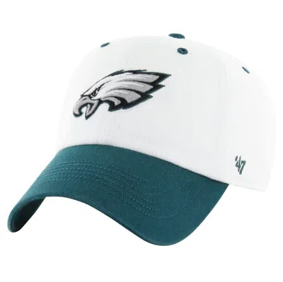 47 ' White/midnight Green Philadelphia Eagles Double Header Diamond Clean Up Adjustable Hat