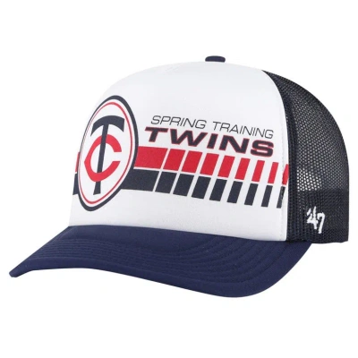 47 '  White/navy Minnesota Twins 2024 Spring Training Foam Trucker Adjustable Hat In Blue