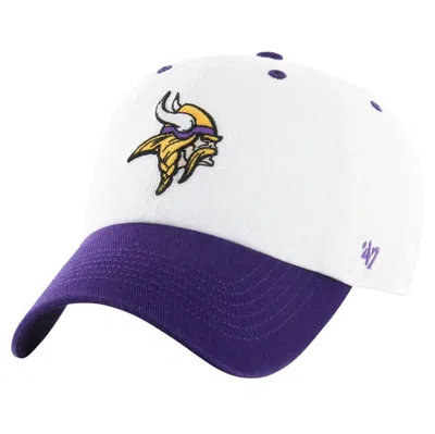 47 ' White/purple Minnesota Vikings Double Header Diamond Clean Up Adjustable Hat