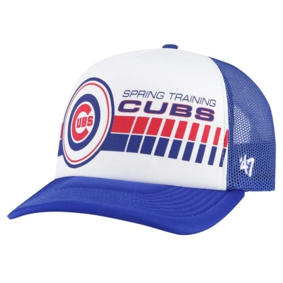 47 '  White/royal Chicago Cubs 2024 Spring Training Foam Trucker Adjustable Hat In Blue