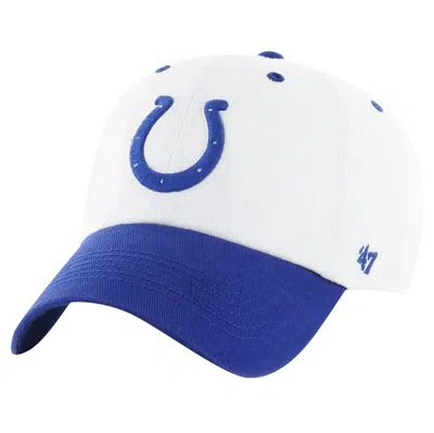 47 ' White/royal Indianapolis Colts Double Header Diamond Clean Up Adjustable Hat In Blue