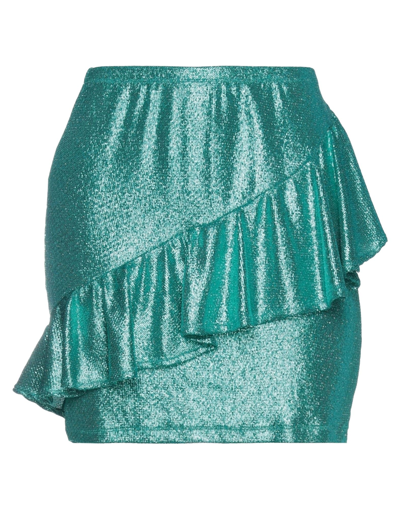 Shop ★ Art Woman Mini Skirt Deep Jade Size L Polyamide, Elastane, Metallic Fiber In Green