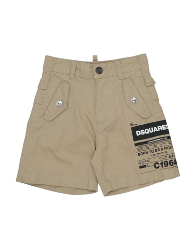 Dsquared2 Kids' Stretch Cotton Gabardine Shorts In Yellow