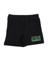 Diesel Kids'  Newborn Boy Shorts & Bermuda Shorts Black Size 3 Cotton