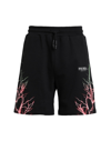PHOBIA ARCHIVE PHOBIA ARCHIVE BLACK SHORTS WITH RED AND GREEN LIGHTNING MAN SHORTS & BERMUDA SHORTS BLACK SIZE L CO