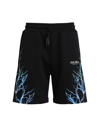 PHOBIA ARCHIVE PHOBIA ARCHIVE BLACK SHORTS WITH BLUE AND LIGHTBLUE LIGHTNING MAN SHORTS & BERMUDA SHORTS BLACK SIZE