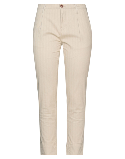 Siviglia White Woman Pants Beige Size 30 Cotton, Elastane