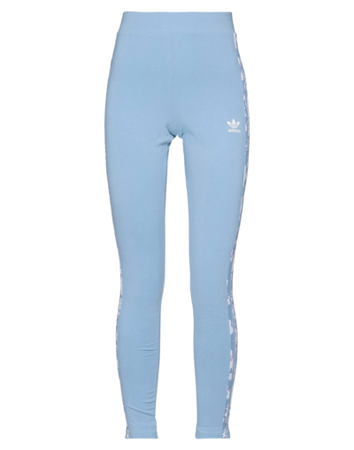 Adidas Originals Printed Stretch-cotton Jersey Leggings In Sky Blue
