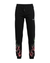 PHOBIA ARCHIVE PHOBIA ARCHIVE BLACK PANTS WITH RED AND GREEN LIGHTNING MAN PANTS BLACK SIZE XL COTTON