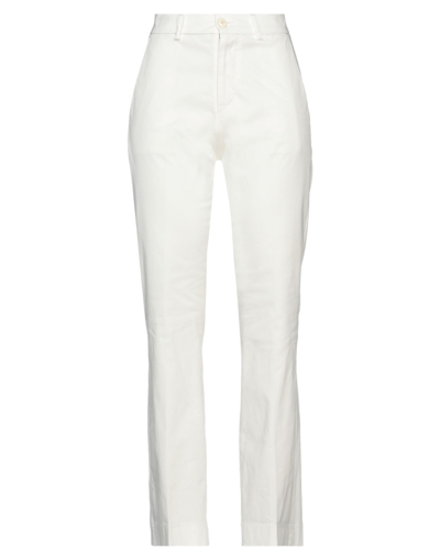 People (+)  Woman Pants White Size 4 Cotton, Elastane