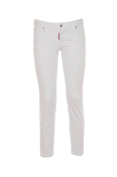 Dsquared2 Jennifer Cropped Cotton Denim Jeans In White