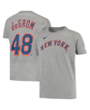 NIKE BIG BOYS JACOB DEGROM HEATHERED GRAY NEW YORK METS PLAYER NAME AND NUMBER T-SHIRT