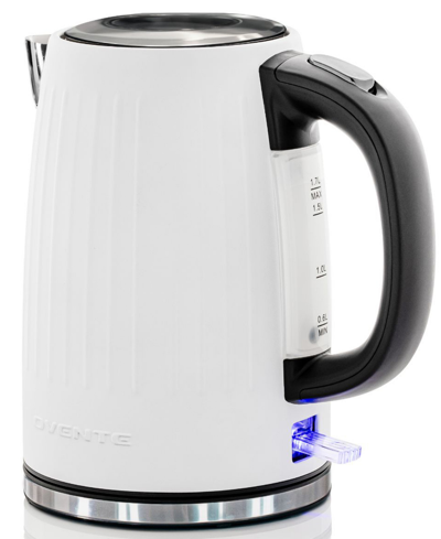 Ovente Portable Stainless Steel Electric Kettle Hot Water Boiler With Auto Shut Off Boil-dry Protection Tec In White