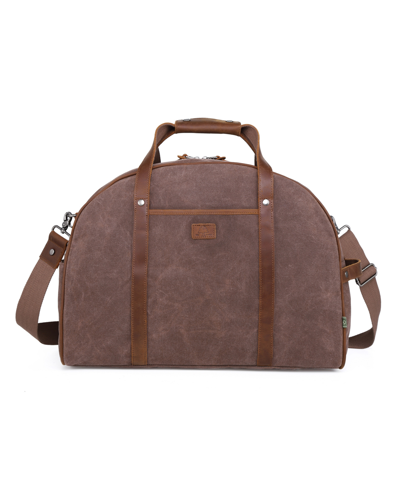 Tsd Brand Stone Creek Waxed Canvas Travel Bag In Brown