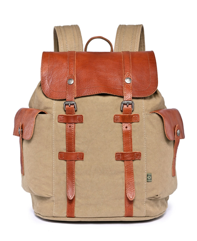 Tsd Brand Hosta Valley Canvas Backpack In Khaki