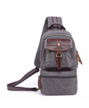 Tsd Brand Turtle Ridge Canvas Sling Bag In Gray
