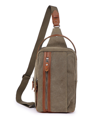 Tsd Brand Madrone Convertible Canvas Sling Bag In Olive