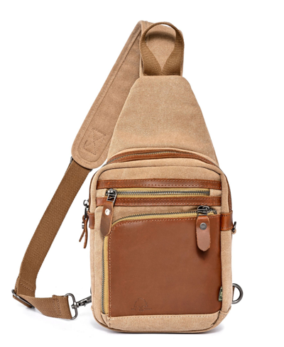 Tsd Brand Torreya Canvas Sling Bag In Khaki