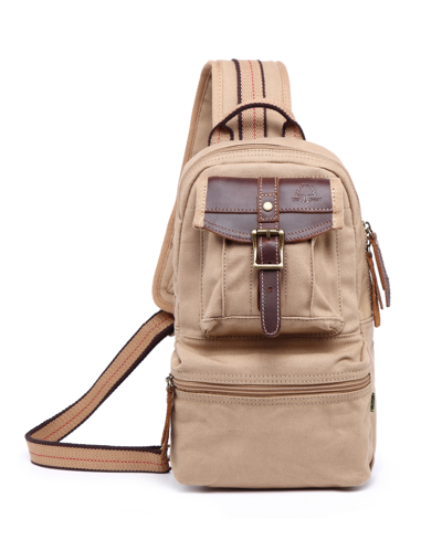 Tsd Brand Turtle Ridge Canvas Sling Bag In Camel