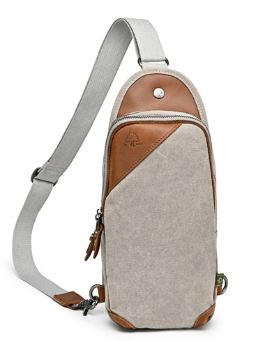 Tsd Brand Canna Canvas Sling Bag In Gray
