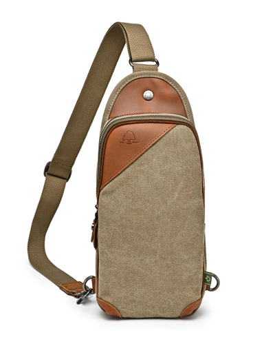 Tsd Brand Canna Canvas Sling Bag In Olive