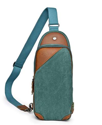 Tsd Brand Canna Canvas Sling Bag In Teal
