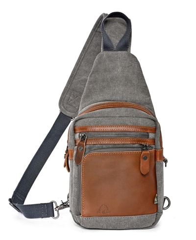 Tsd Brand Torreya Canvas Sling Bag In Gray