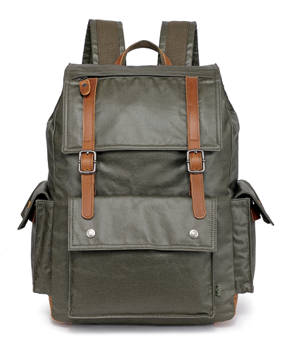 Tsd Brand Urban Light Traveller Canvas Backpack In Army Green