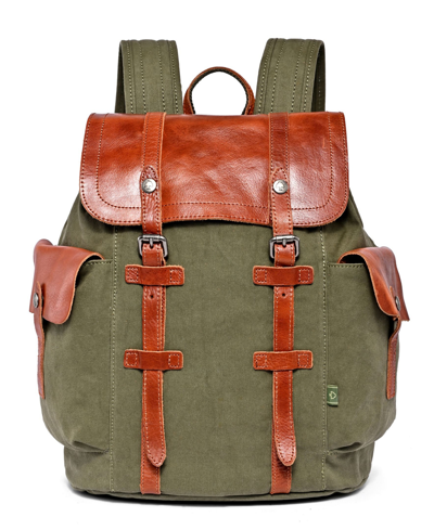 Tsd Brand Hosta Valley Canvas Backpack In Olive