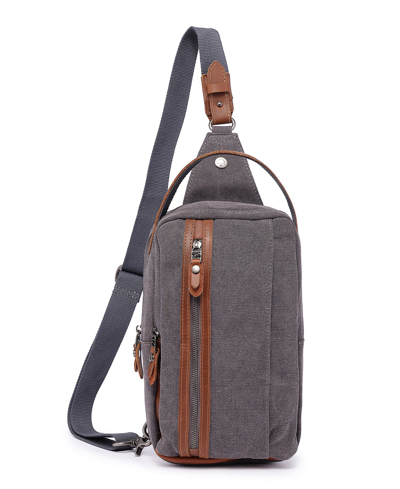 Tsd Brand Madrone Convertible Canvas Sling Bag In Gray