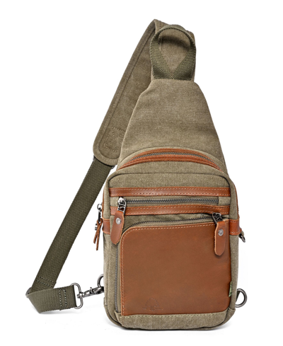 Tsd Brand Torreya Canvas Sling Bag In Olive