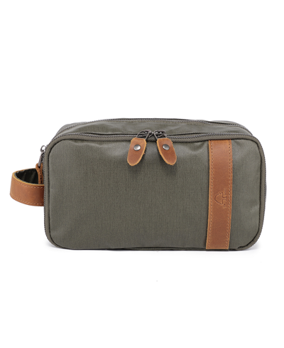 Tsd Brand Urban Light Coated Canvas Toiletry Bag In Army Green
