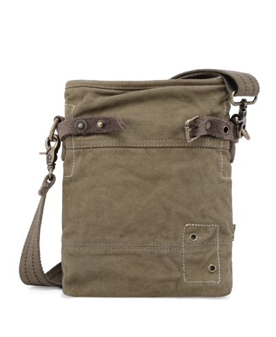 Tsd Brand Coastal Canvas Crossbody Bag In Olive