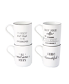 Porland Be Happy 4-piece Mug Set In Cream