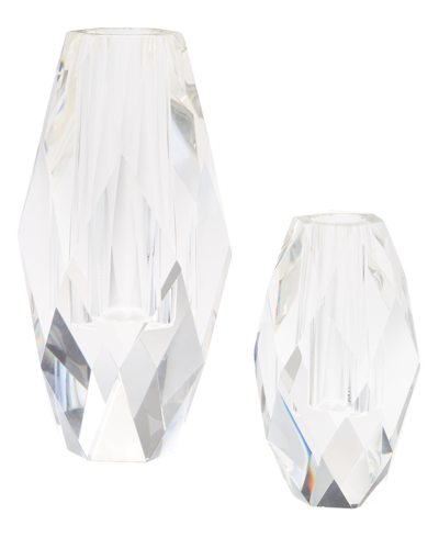 Two's Company Oval Faceted Vases - Set Of 2