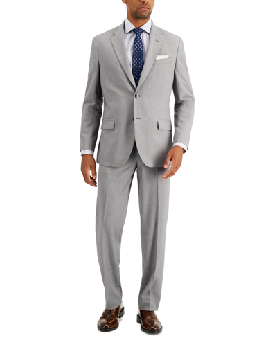 Nautica Mens 2 Pc Business Two-button Suit In Light Grey Solid
