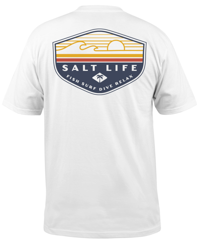 Salt Life Men's Flash Logo Graphic Performance T-shirt In White