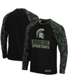 Colosseum Black/camo Michigan State Spartans Oht Military Appreciation Big & Tall Raglan Long Sleeve In Black/camo