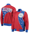 Mitchell & Ness Philadelphia 76ers Red  Hardwood Classics 75th Anniversary Authentic Warmup Full-snap In Red