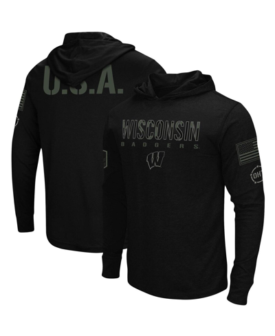 Colosseum Men's Black Wisconsin Badgers Oht Military-inspired Appreciation Hoodie Long Sleeve T-shirt